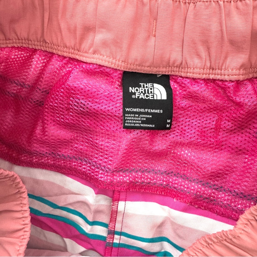 NEW The North Face Women’s Sz M Nylon Water Shorts Swimwear Striped Pink Unlined - Picture 6 of 11